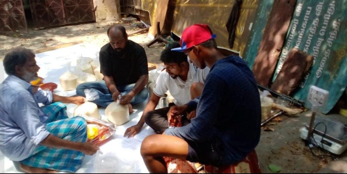 Cyclone relief aid distribution in disaster-hit area